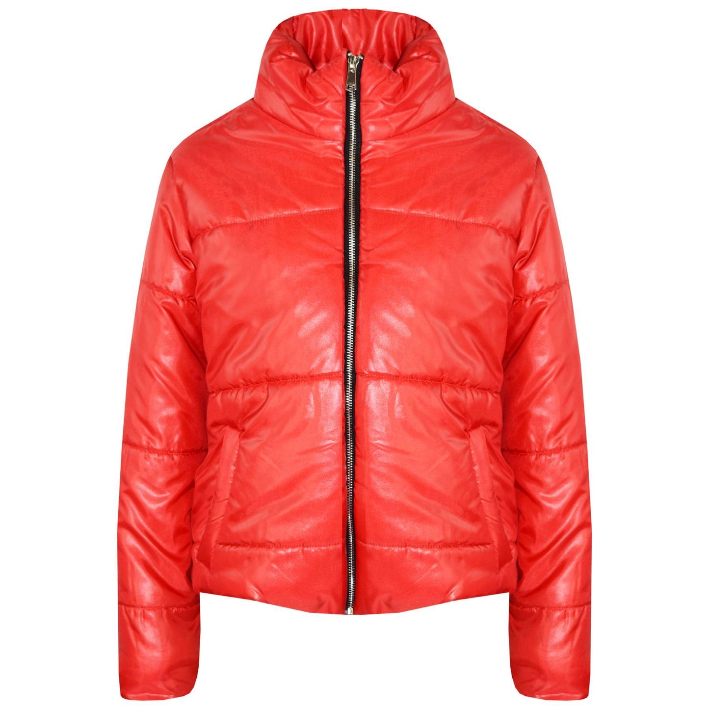 Girls Jacket Kids Wetlook Cropped Padded Quilted Puffer Bubble Jackets Coat 5-13