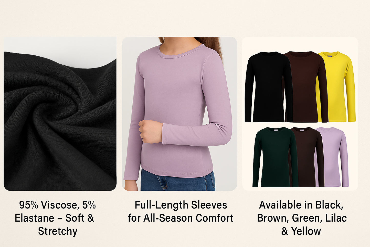 A2Z 4 Kids Girls Plain Long Sleeve T Shirt Soft Feel PE School Activewear Shirts