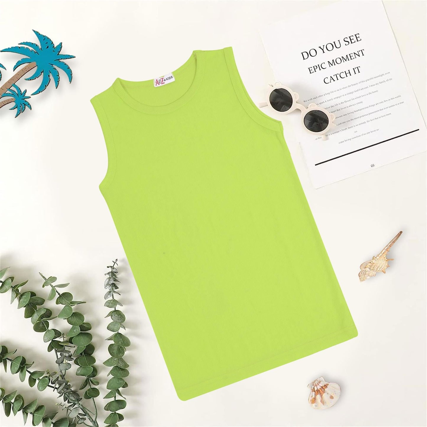 Girls Ribbed Vest Kids Stylish Top Fashion T Shirt Age 5 6 7 8 9 10 11 12 13 Yr