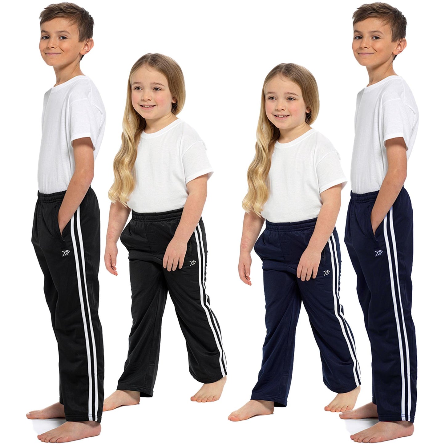 A2Z 4 Kids Unisex Tracksuit Bottoms Joggers Jogging Double Striped Sweatpants