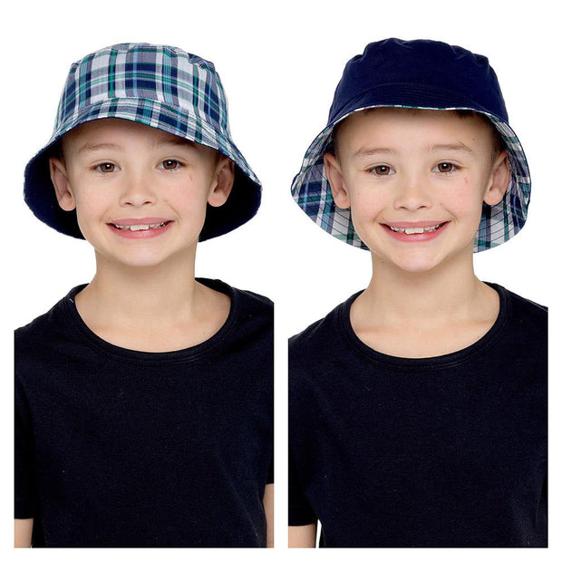 Kids Reversible Bucket Hat Summer Foldable Cotton Sun Protection Hiking Hat