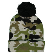 Kids Boys Camouflage Hat Knitted Bobble Baenie Pom Pom Soft Warm Cosy Winter Hat
