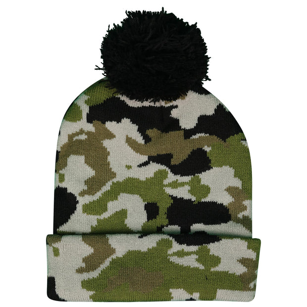 Kids Boys Camouflage Hat Knitted Bobble Baenie Pom Pom Soft Warm Cosy Winter Hat
