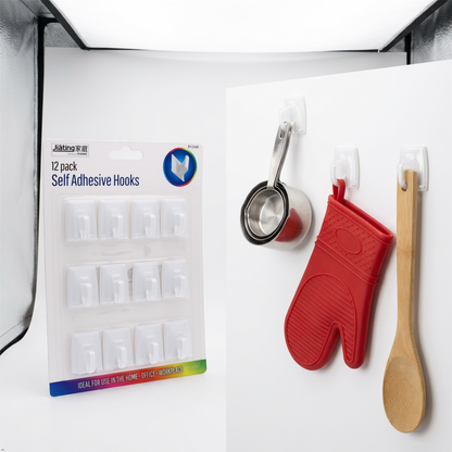 A2Z Self Adhesive Wall Hooks 12 Pack Clear Sticky Utility Hangers Home