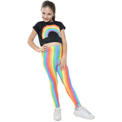 Kids Girls Crop Top & Legging Set Rainbow Fashion Two Piece Outfit Clothing Set