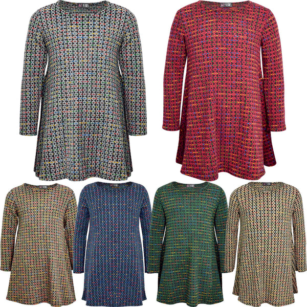 Kids Girls Swing Dress Long Sleeve Tweed Texture Flared Party Summer Dresses