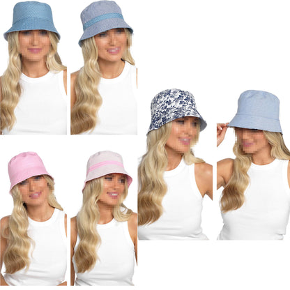Womens Reversible Bucket Hat Summer Foldable Sun Hat UV Protection For Camping