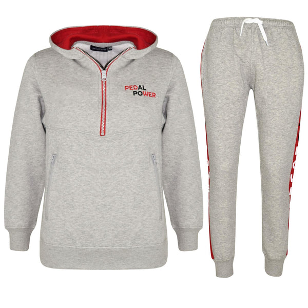 Kids Boys Girls Tracksuit Pedal Power Zipped Hooded Top Bottom Jogging Suit 5-13