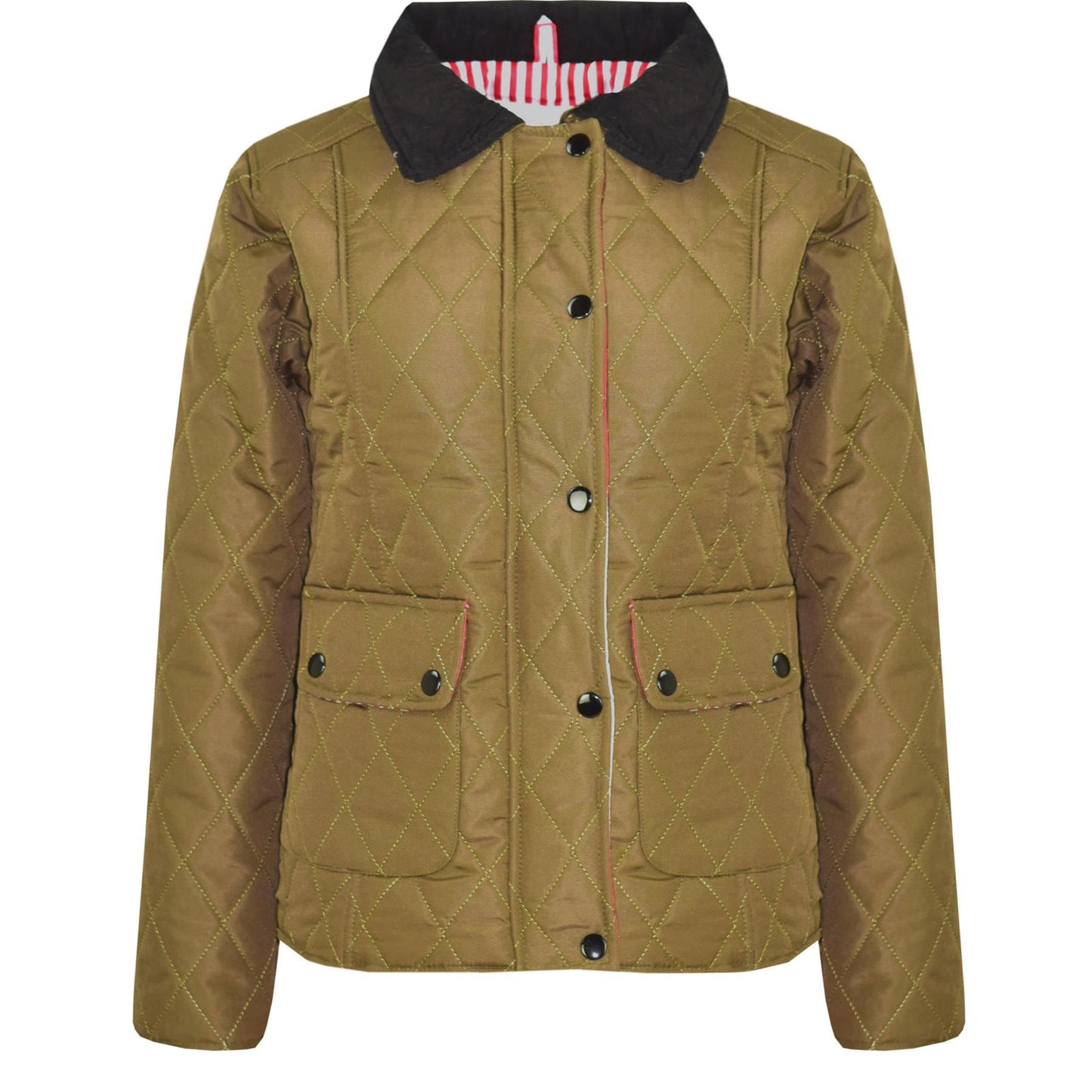 Kids Jackets Girls Quilted Padded Collar Buttoned Zipped Jacket Age 5-13 Years