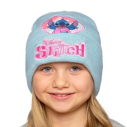 Disney Stitch Girls Pink Blue Embroidered Winter Beanie Hats 2 Pack One Size