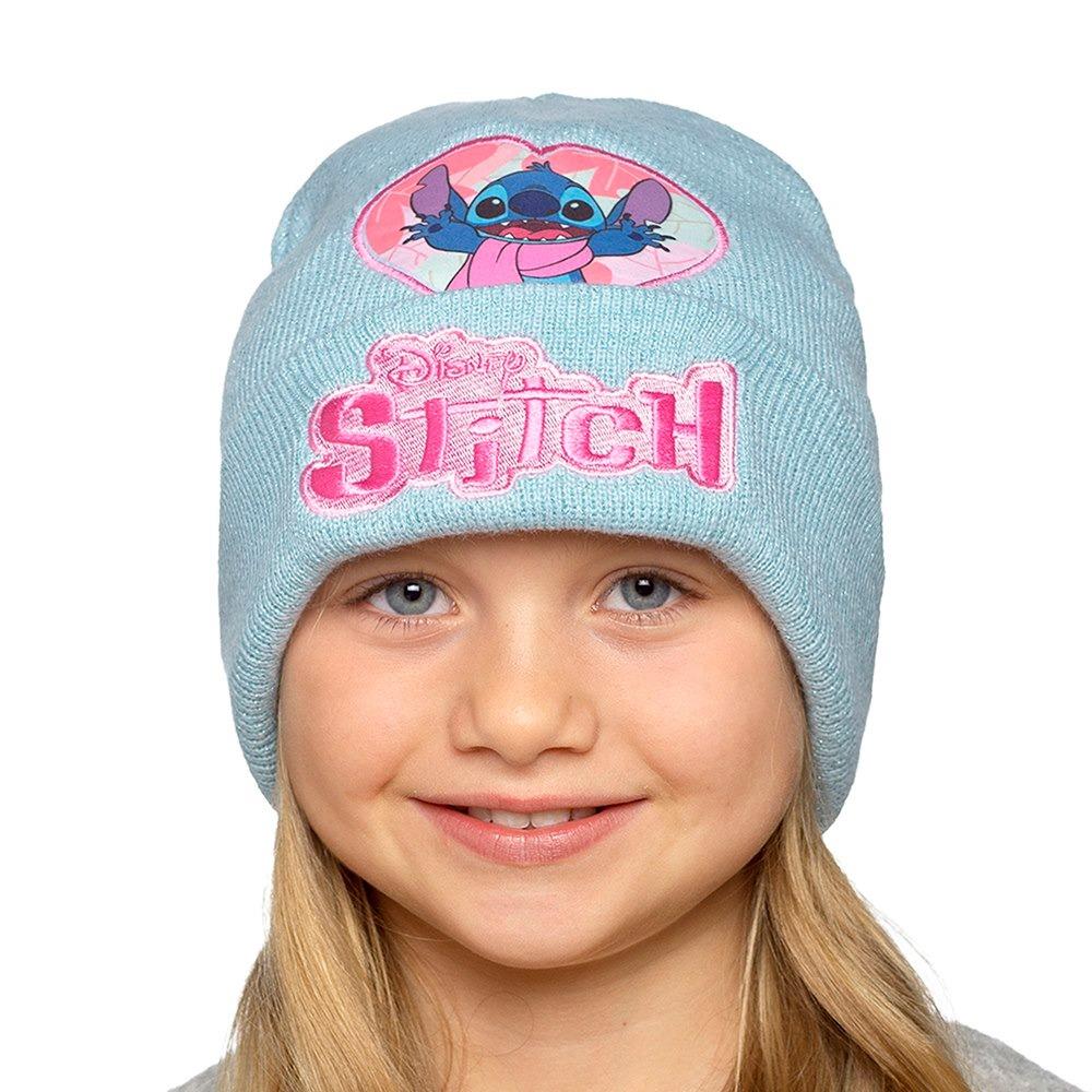 Disney Stitch Girls Pink Blue Embroidered Winter Beanie Hats 2 Pack One Size