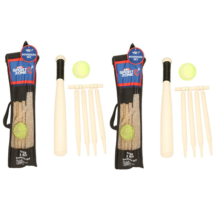 A2Z 6 Piece Wooden Rounders Set Outdoor Baseball Bat Active Game With Carry Bag
