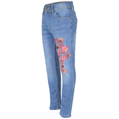 Kids Girls Jeans Embroidered Denim Comfort Stretchy Skinny Pants Age 5-13 Years