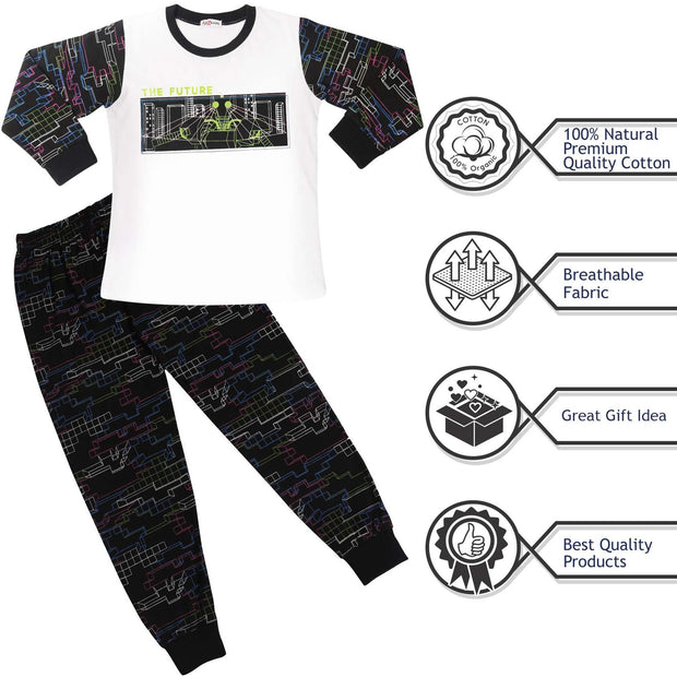 Kids The Future Pyjamas Contrast T Shirt Shorts Girls Boys Age 2-13 Years - A2Z 4 Kids