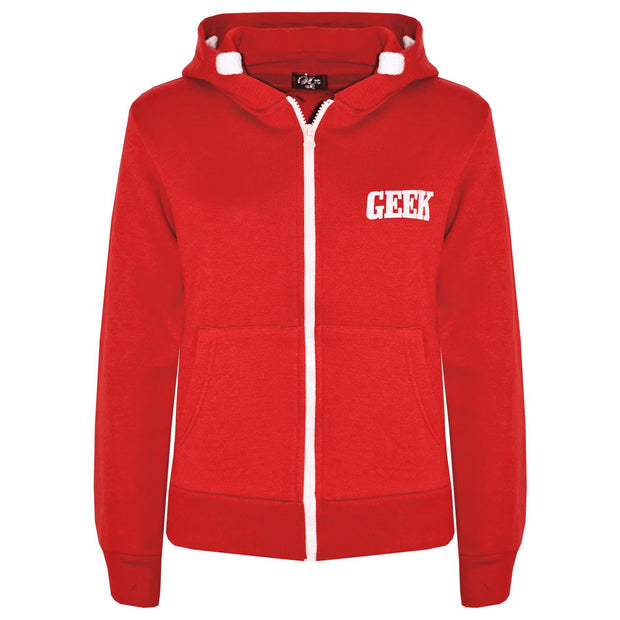 Kids Boys Girls Unisex Jackets Geek Print Fleece Zipper Hooded Hoodie Top Jacket