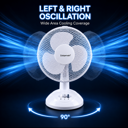 9 Inch Desk Fan with Oscillation and Tilt Angle Design with 2 Speed Settings