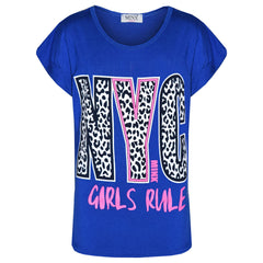 Kids Girls NYC GIRLS RULE Printed Trendy Top & Fashion Legging Set 7-13 Years