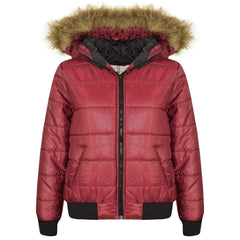 Boys Girls Jackets Kids Maya Faux Fur Hooded Padded Puffer Bubble Coats 5-13 Yrs