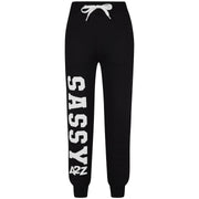 A2Z 4 Kids Girls Tracksuit Sassy Print Fleece Black & White Hooded Crop Top Bottom Jogging Suit Joggers Gift For Girls Age 5-6, 7-8, 9-10, 11-12 & 13 Years