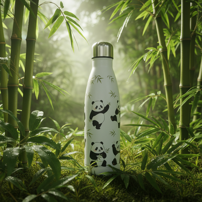 Panda Stainless Steel Water Bottle 500ml Insulated Kids School Travel BPA Free