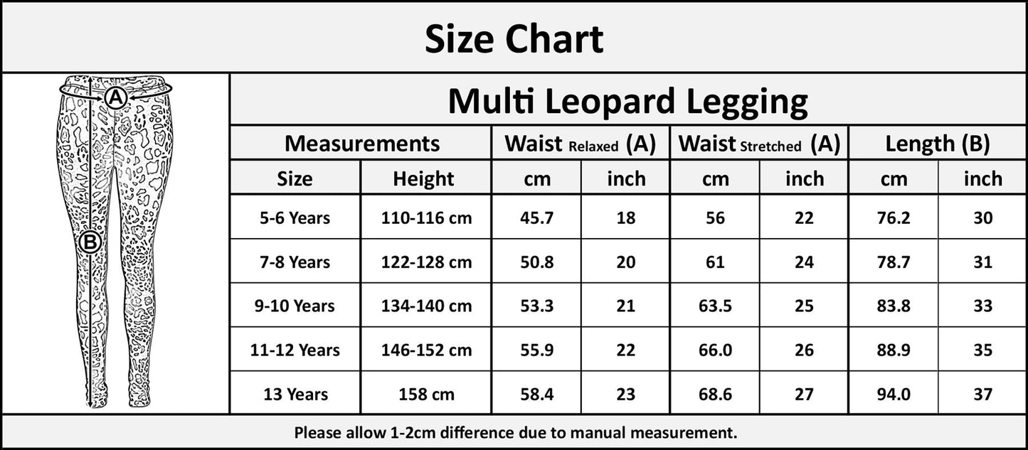 Kids Girls Midi Dress Multi Leopard Print Party Fashion Leggings Age 7-13 Years