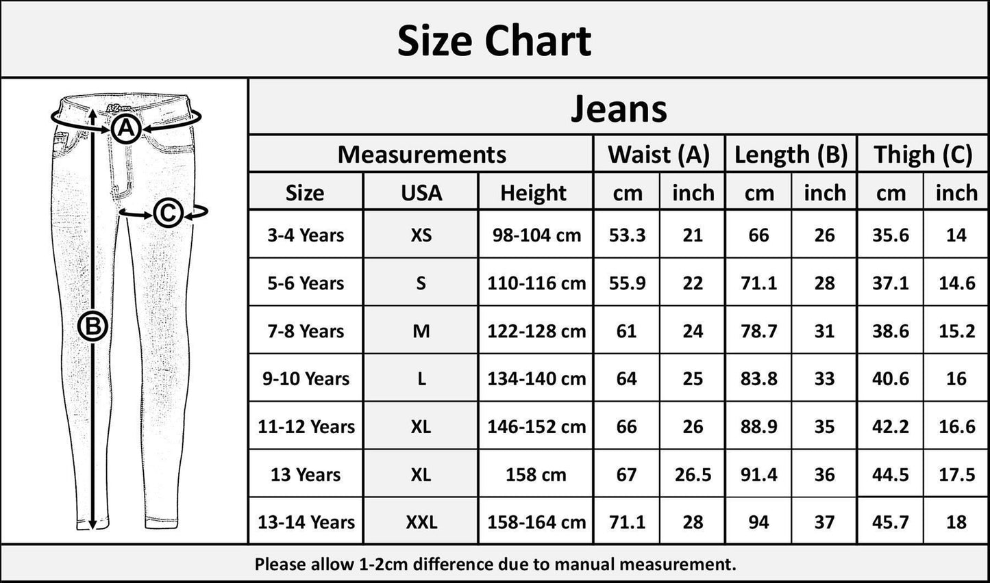 Girls Skinny Jeans Kids Stretchy Denim Ripped Rough Pants Trousers Jeggings 5-13