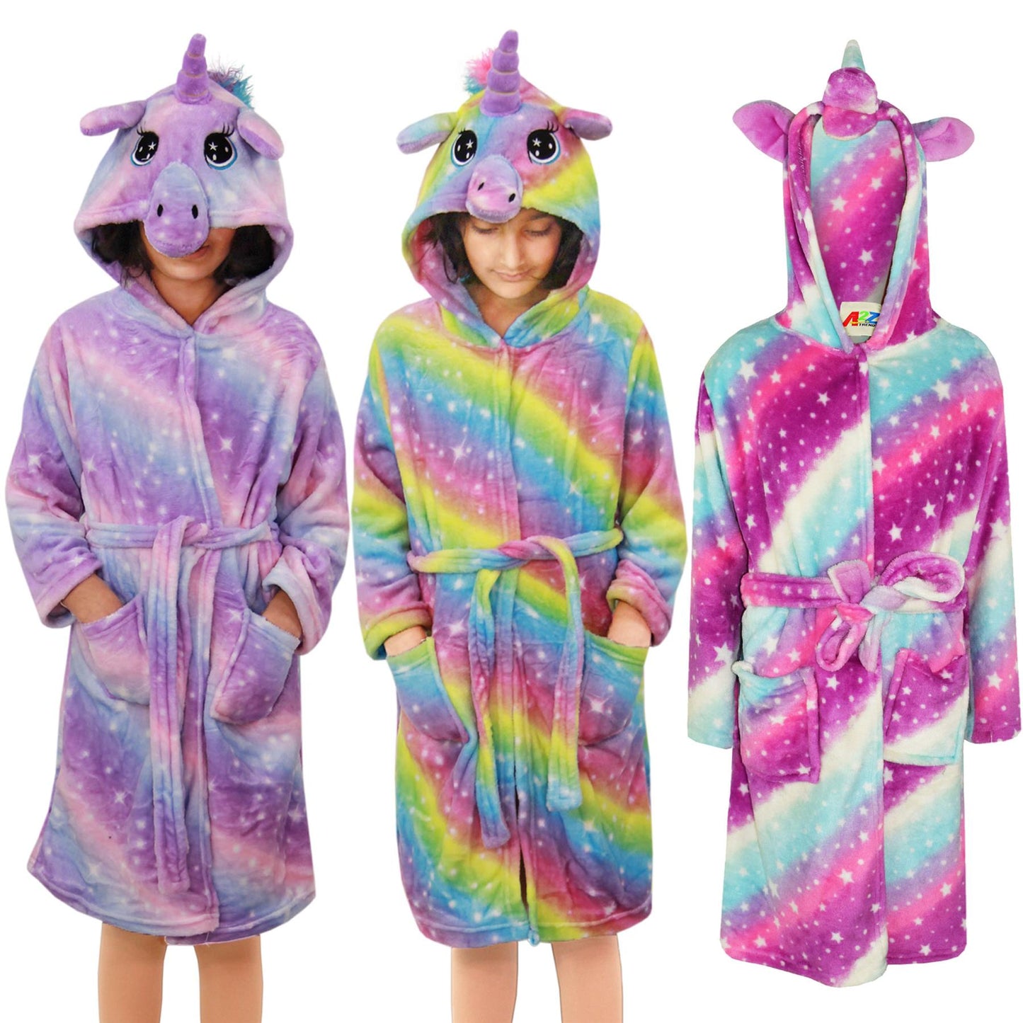 Kids Girls Unicorn Bathrobe Hooded Galaxy Xmas Cosplay Costume Soft Lounge Suit