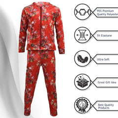Girls Jogging Suit Floral Print Zip Up Velour Set Top Bottom Outfit Clothing Set