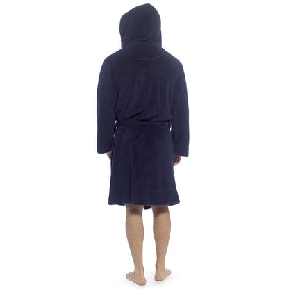 A2Z Mens Sherpa Fleece Hooded Robe Soft Warm Fluffy Bathrobe Cosy Loungewear