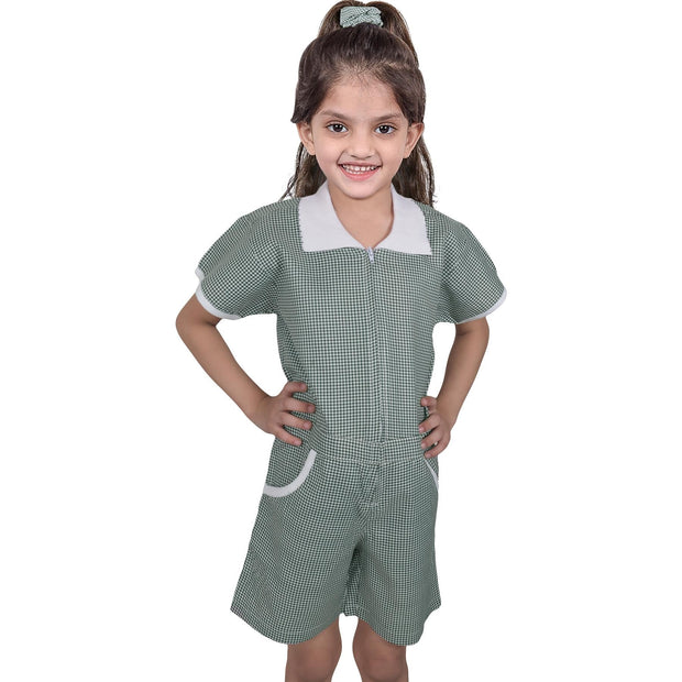 Kids Girls Gingham School Playsuit Check Summer Dresses With Matching Scrunchies - A2Z 4 Kids