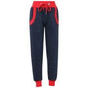 A2Z 4 Kids Girls Boys Plain Contrast Fleece Tracksuit Navy & Red Hooded Top And Bottom Joggers Sweatpants Sports Gymwear Jogging Suit Activewear Hoodie With Jogger Set Childrens Unisex Age 5-13 Years