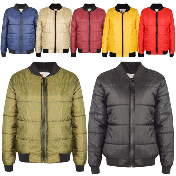 Kids Bomber Jacket Lightweight Puffer Coat School Fashion For Girls Boys 5-13 Yr