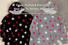 A2Z Ladies Oversized Hoodie Blanket Stars Sherpa Soft Fleece Hooded One Size
