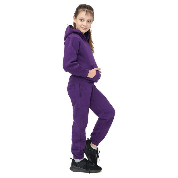 A2Z 4 Kids Girls Plain Purple Tracksuit Hooded Sweat Hoodie & Bottom Jog Suit Joggers Age 5 6 7 8 9 10 11 12 13 Years