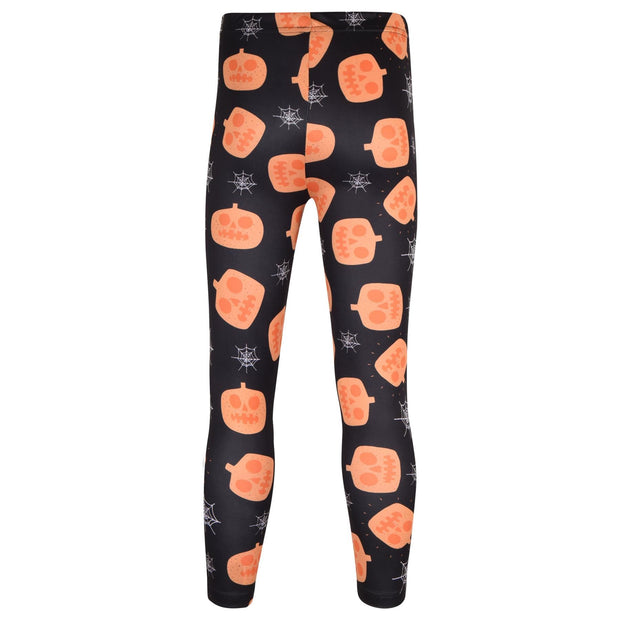 A2Z Kids Girls Legging Pumpkins & Spider Web Print Soft Comfortable Stretchy Halloween Party Fashion Legging Pants Age 5-6, 7-8, 9-10, 11-12 & 13 years - A2Z 4 Kids