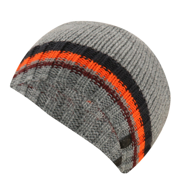 A2Z Mens Hat Stripe Beanie Hat Fleece Lined Soft Feel Winter Warm Cozy Caps Hats