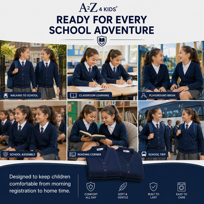 Kids Girls Scouts School Uniform Cardigan Long Sleeve Sweat Knitted Cardigan