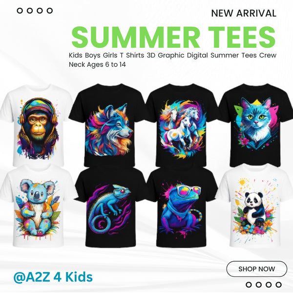 Kids Boys Girls 3D Graphic T Shirt Short Sleeve Summer Crew Neck Age 6 to 16