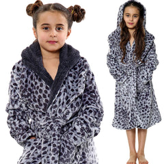 A2Z 4 Kids Soft Leopard Print Bathrobe Dressing Gown