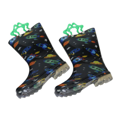 A2Z 4 Kids Boys Girls Wellington Boots Space Rocket Wellies PVC Waterproof Shoes