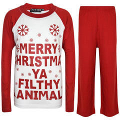 Kids Girls Boys PJ'S "YA FILTHY" Printed Christmas Pyjamas New Age 5-13 Years