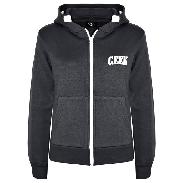 Kids Boys Girls Unisex Jackets Geek Print Fleece Zipper Hooded Hoodie Top Jacket