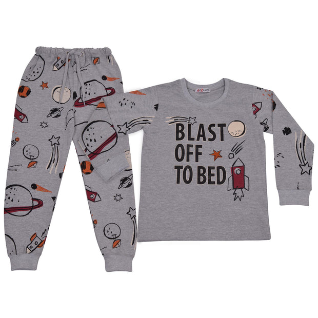 Kids Girls Blast Off To Bed Print Pyjamas Set - A2Z 4 Kids