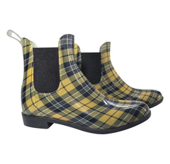 A2Z Ladies Tartan Wellington Ankle Boots Waterproof Tab Non-Slip PVC Rain Shoes