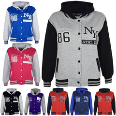 A2Z 4 Kids Girls Boys Baseball NY ATHLETIC Hooded Trending Jacket Age 5-13 Years