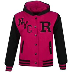 Kids Baseball Hooded R Fashion NYC/FOX Jacket Long Sleeve Coat Girls Boys 2-13Yr