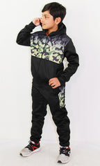 Kids Boys Girls Tracksuit Camouflage Panelled Hooded Top & Bottom Jogging Suits