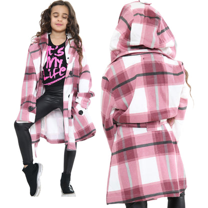 A2Z 4 Kids Parka Jacket Hooded Warm Jacket Oversized Belted Cuffs 5 -13 Years