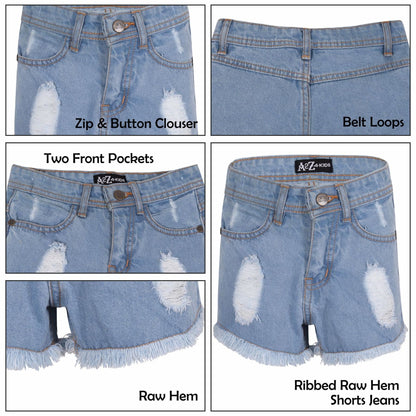 A2Z 4 Kids Girls Shorts Skinny Ripped Jeans Denim Stretch Short Casual�Half�Pant