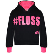 A2Z 4 Kids Girls Tracksuit Designer's #Floss Print Fleece Black & Neon Pink Hooded Crop Top Bottom Jogging Suit Joggers Age 5 6 7 8 9 10 11 12 13 Years